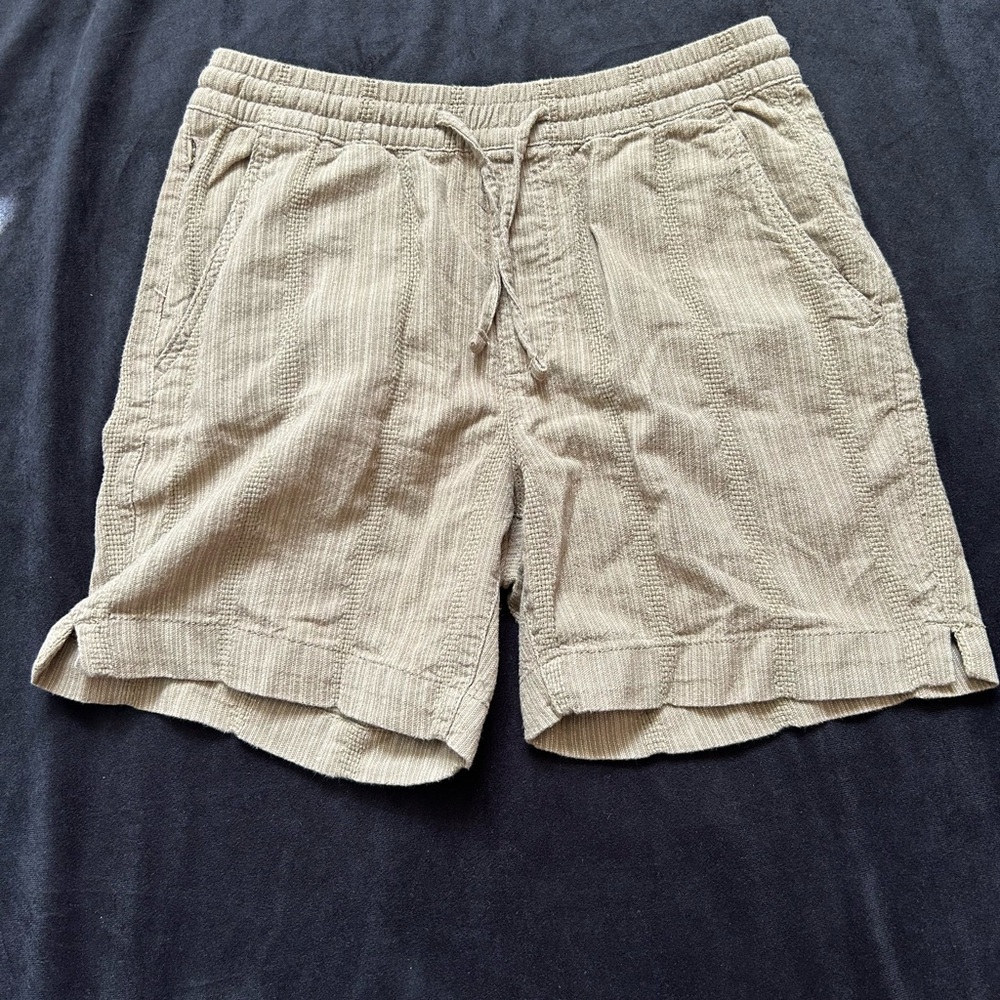 Men's Beige Flat Front Shorts